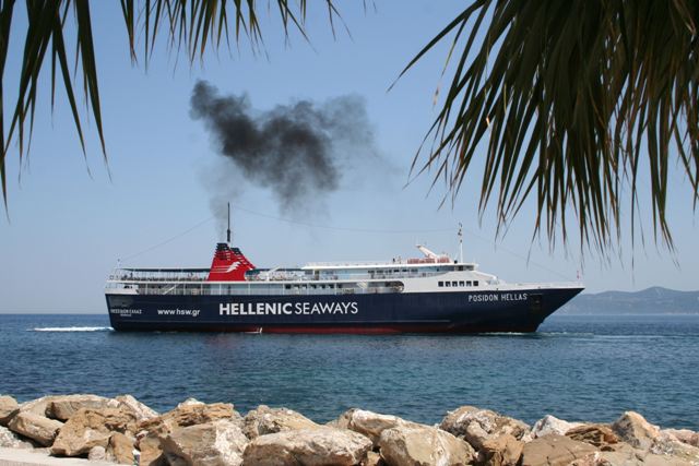 Methana - 'There she blows!' on her way to Poros